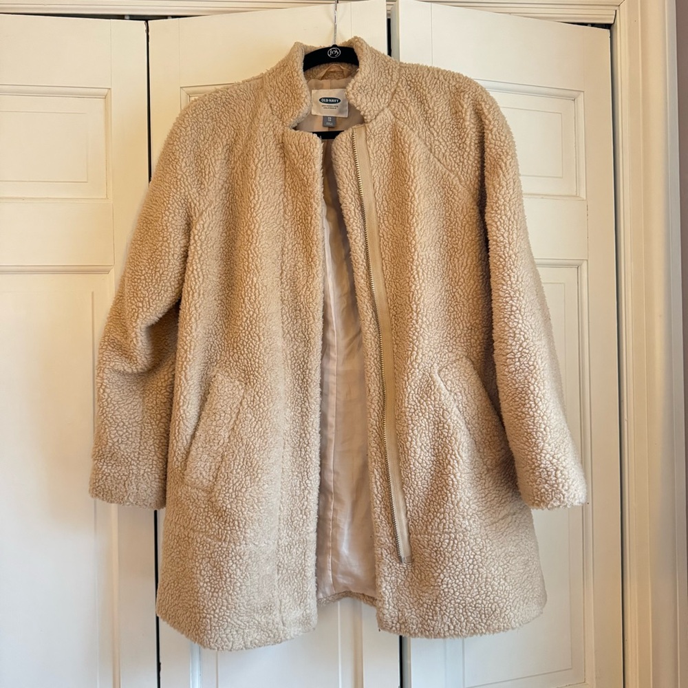 Tan/cream teddy coat size XS
